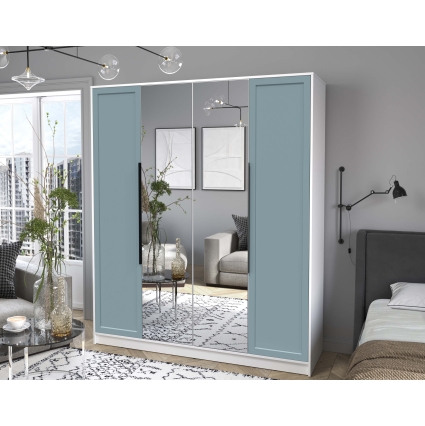 Шкаф распашной Тренд КТ-Ш4 (з) (Белый платинум ЛДСП/ Океан ЛМДФ) Ш1800 В2128 Г547